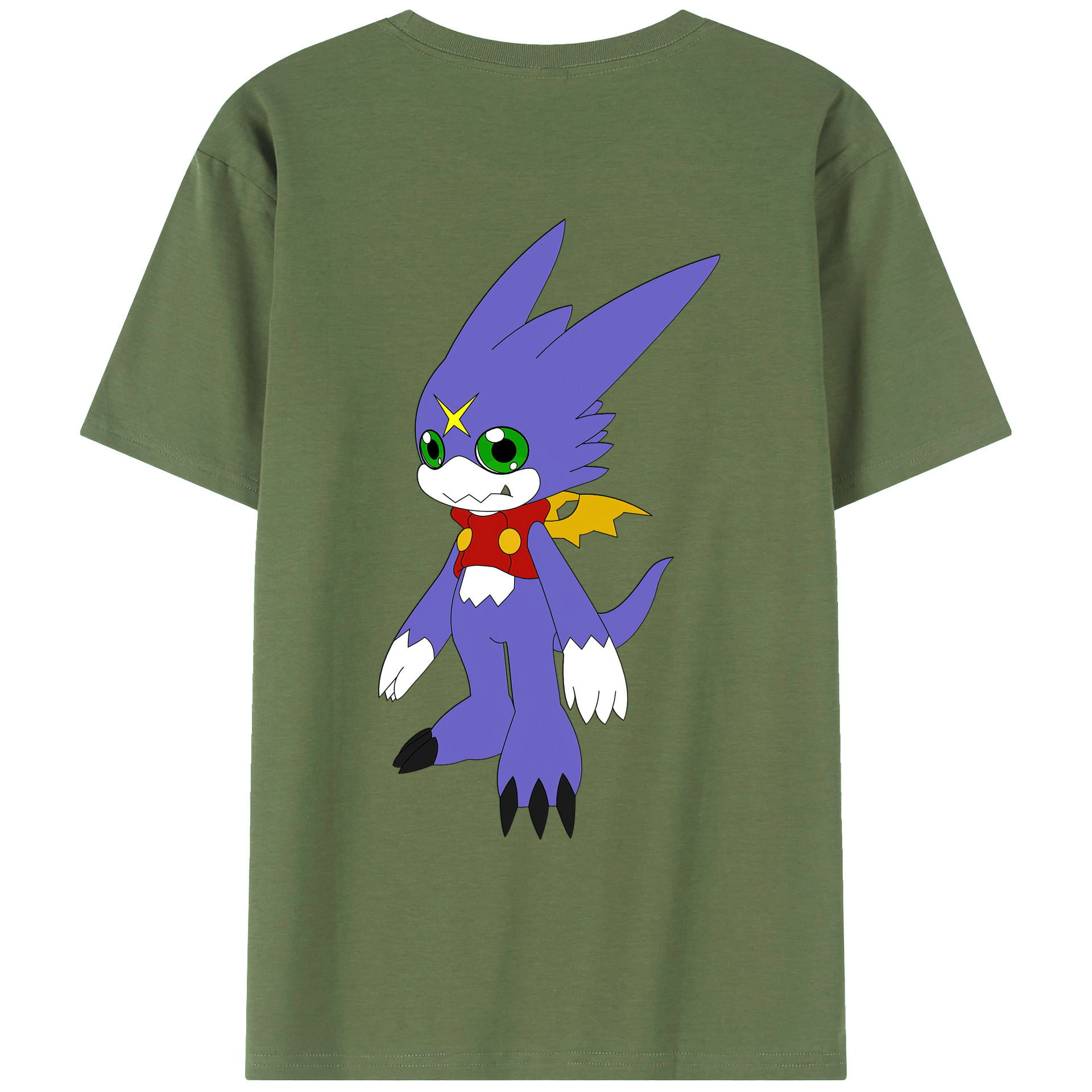 （画像用） Digimon デジタルモンスター/デジモン 綿100％ メンズ半袖Tシャツ（バックプリント） 通気性